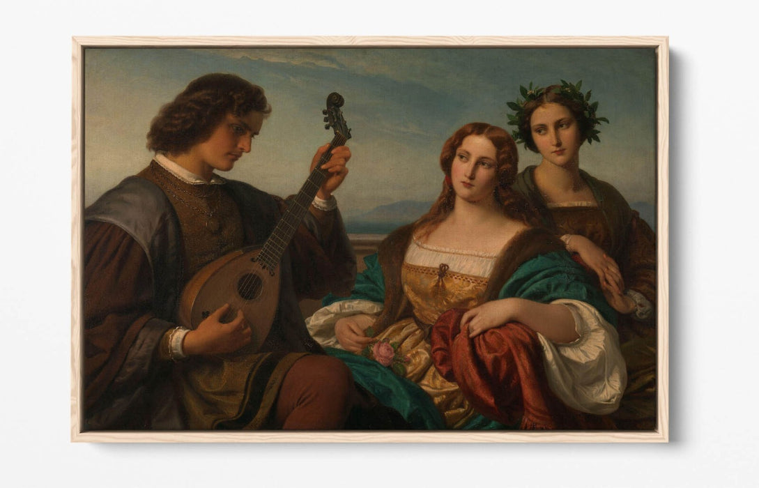 KARL FERDINAND SOHN, MINSTREL & TWO LADIES -FLOAT EFFECT CANVAS WALL ART PRINT