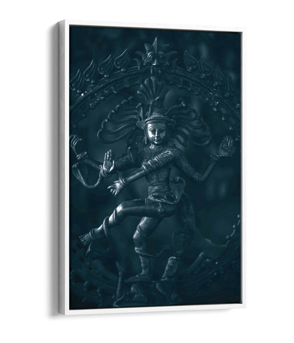 Canvas Wall Art – Dancing Shiva Hinduism Float Effect Print on Grey Canvas