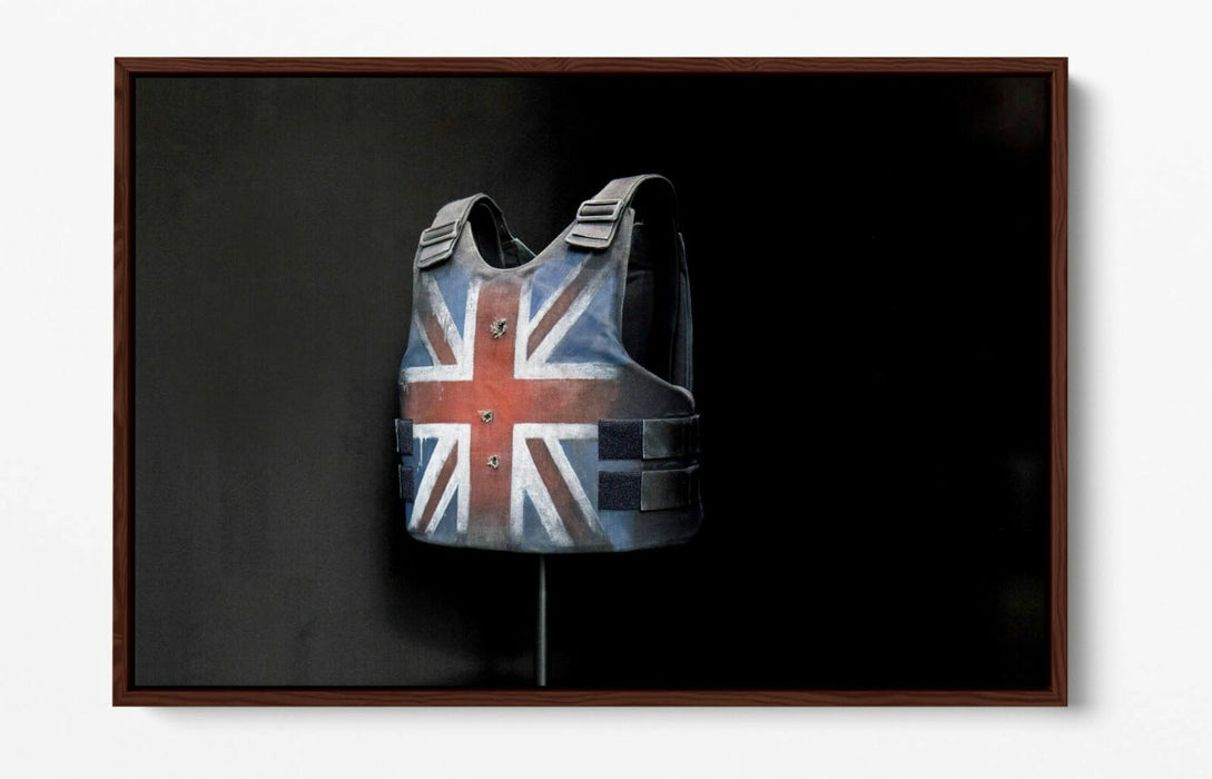BANKSY UNION JACK STAB VEST -FLOAT EFFECT CANVAS WALL ART PIC PRINT- STORMZY