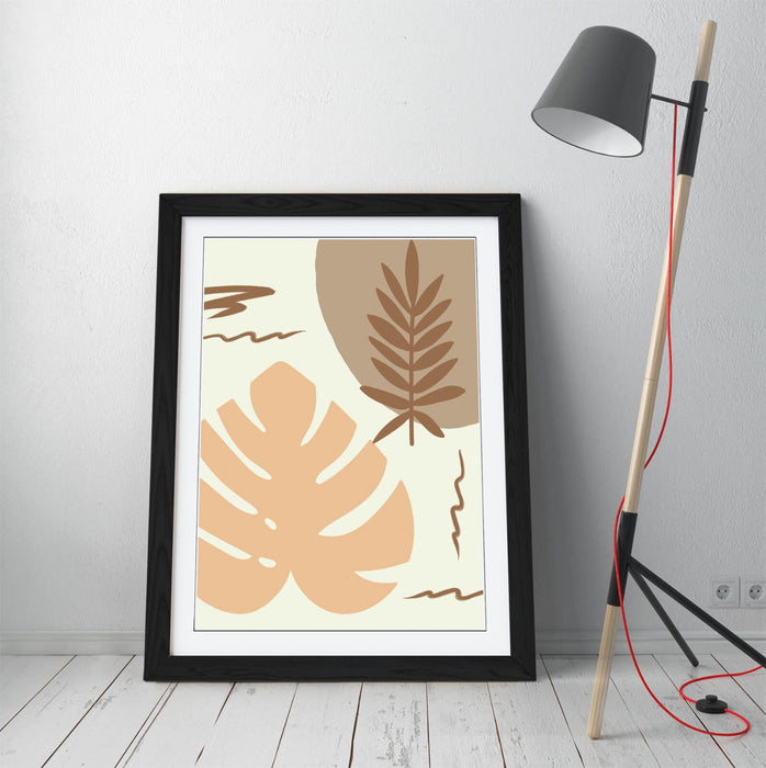 BOTANICAL BAUHAUS LEAF TRENDY MINIMALIST -FRAMED WALL ART PICTURE PRINT ARTWORK