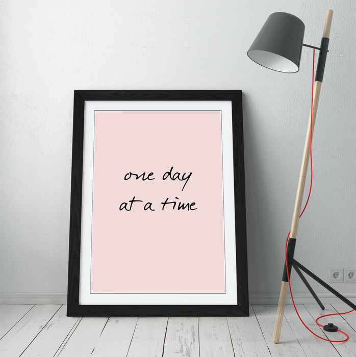"ONE DAY AT A TIME" POSITIVITY INSPIRING QUOTE -FRAMED WALL ART PICTURE PRINT