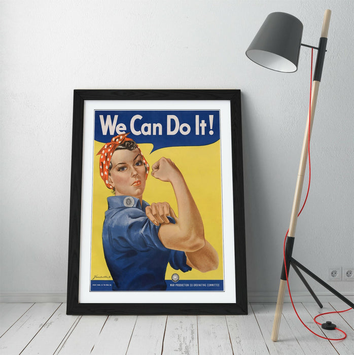 ROSIE THE RIVETER, WE CAN DO IT -ART FRAMED POSTER PICTURE PRINT ARTWORK- BLUE