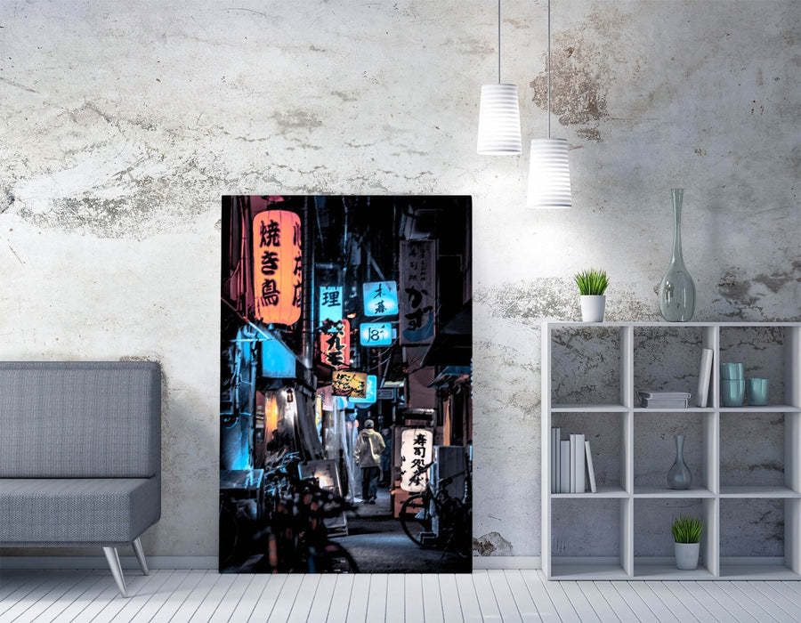 Canvas Wall Art - Blurred Tokyo Street Art Print | Handmade Ready To Hang