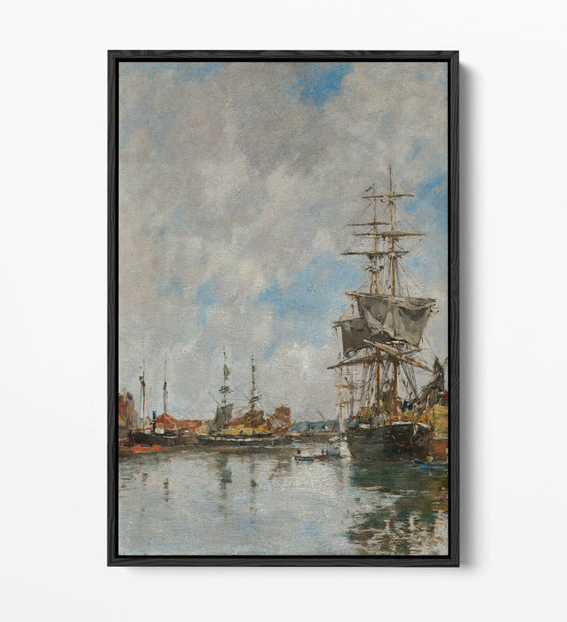 EUGENE BOUDIN, THE DOCK OF DEAUVILLE -FLOAT EFFECT CANVAS WALL ART PRINT