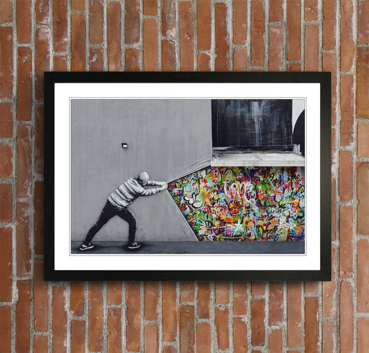 BEHIND THE CURTAIN WHATSON FRAMED STREET ART POSTER PICTURE PRINT 4 SIZE