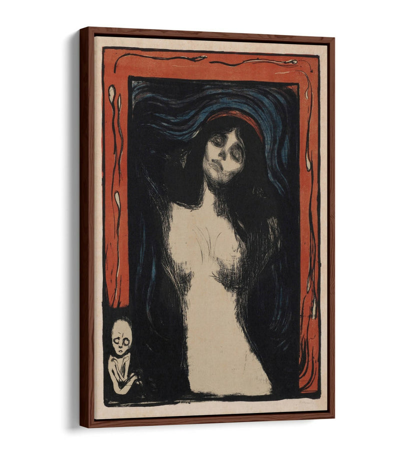 Float Effect Canvas Art - Edvard Munch Madonna Print | Orange Navy Wall Decor