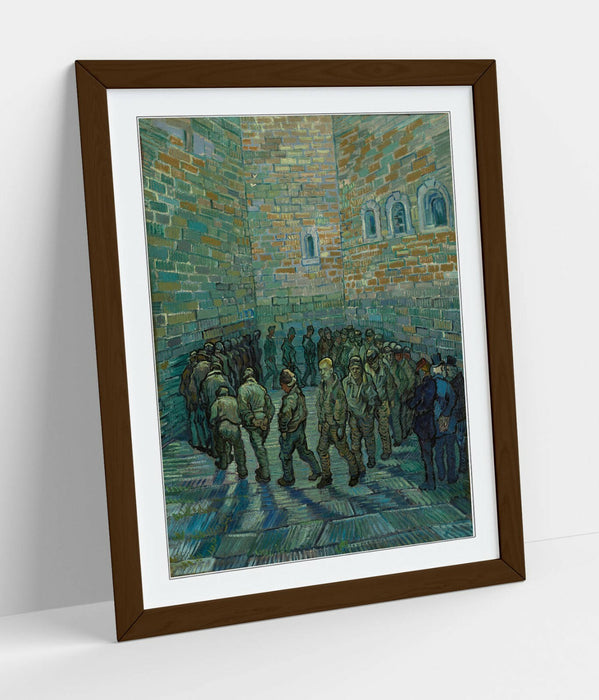 VAN GOGH PRISONERS' ROUND -ART FRAMED POSTER PICTURE PRINT ARTWORK- GREEN BLUE