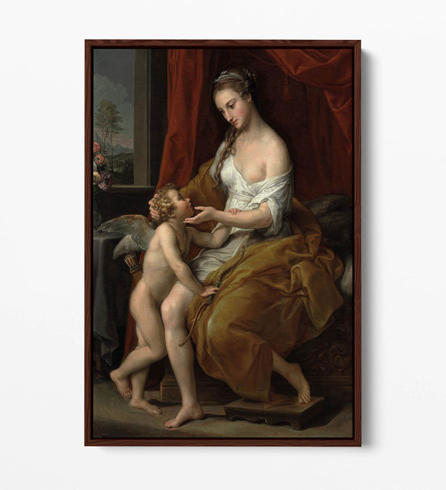 POMPEO BATONI, VENUS CARESSING CUPID -FLOAT EFFECT CANVAS WALL ART PIC PRINT