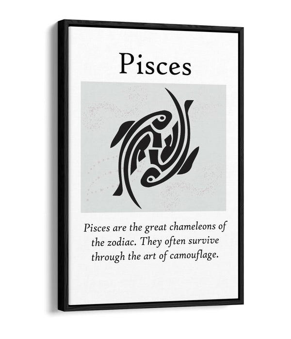 PISCES STAR SIGN ZODIAC ASTROLOGY QUOTE -FLOAT EFFECT CANVAS WALL ART PRINT