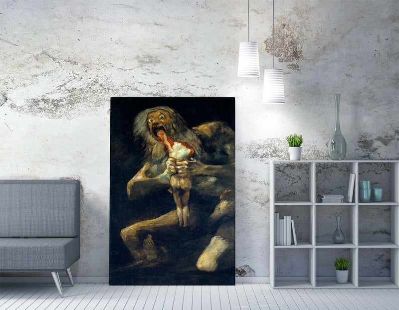 Canvas Wall Art Print - Francisco Goya Saturn Devouring Son on 30mm Deep Frame