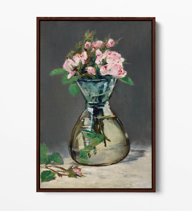 Canvas Wall Art - Edouard Manet Moss Roses Floral Print | Premium Float Effect Frame