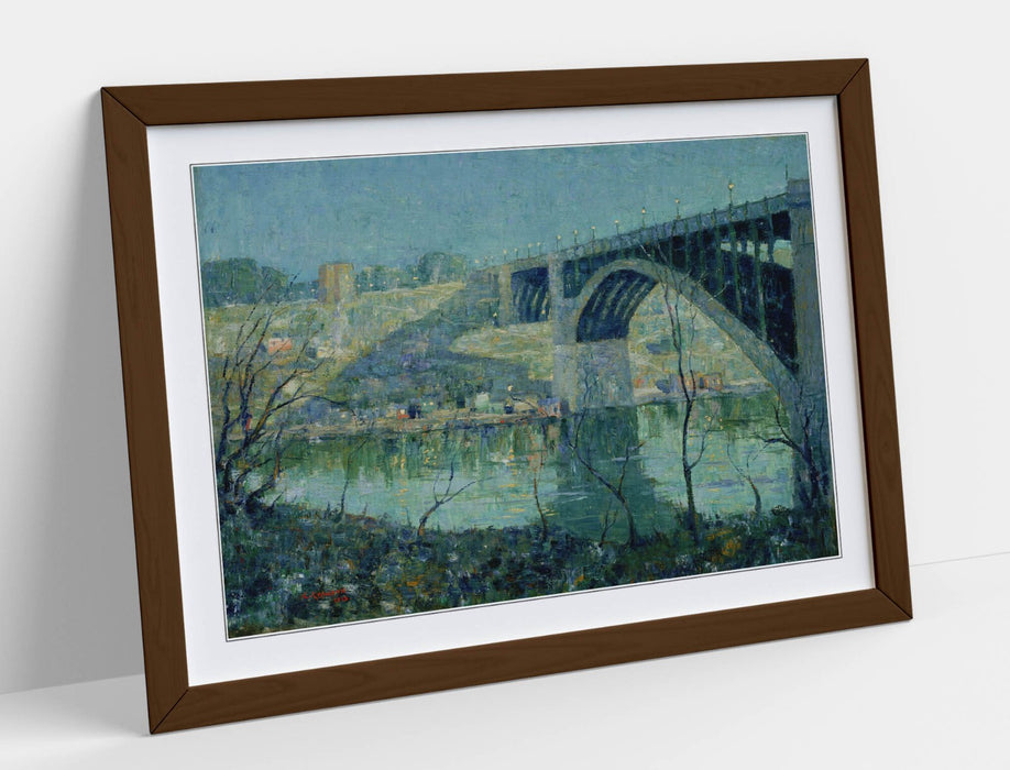 Framed Wall Art – Ernest Lawson Spring Night Harlem River Painting Print 4 Sizes