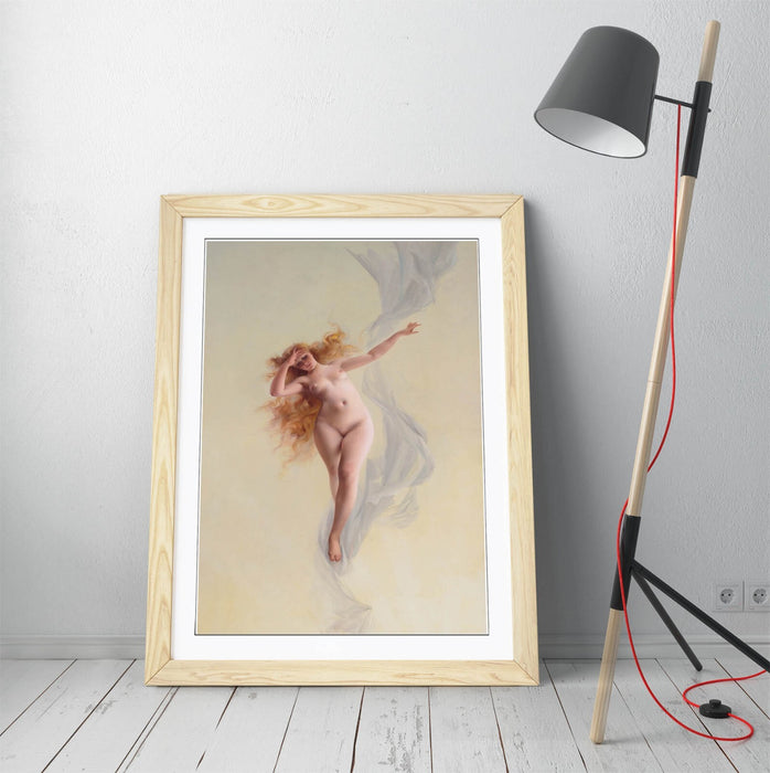 Framed Wall Art - Luis Ricardo Falero Dawn Painting Poster Print with MDF Wood Frame