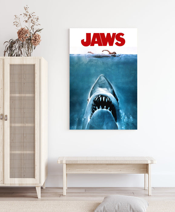 Vintage Movie Poster | JAWS Movie Canvas Wall Art Print - Ready To Hang