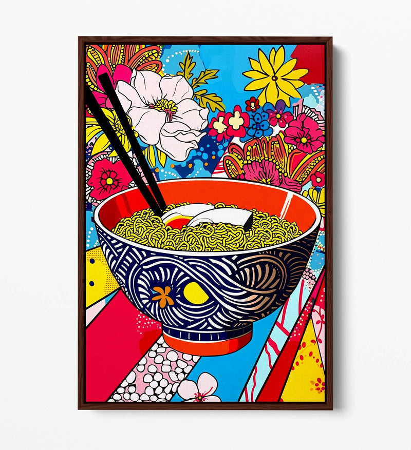 Canvas Wall Art - Multi Colour Ramen Kitchen Decor With Float Effect Print