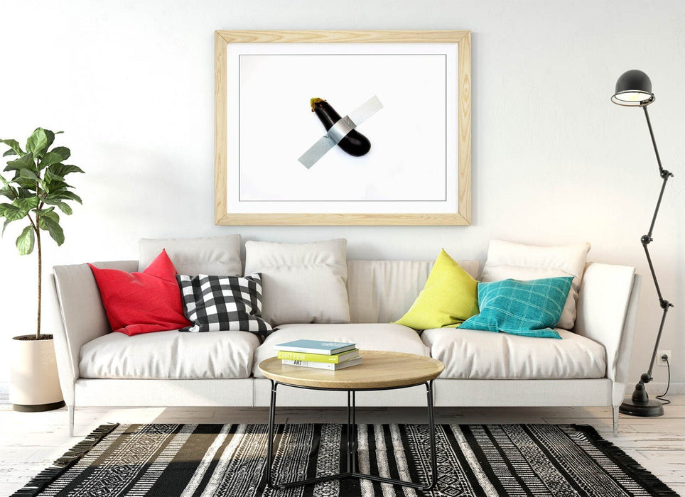 Modern Art Kitchen Decor - Zucchini Art Print | Framed Poster with Faux Wood Frame