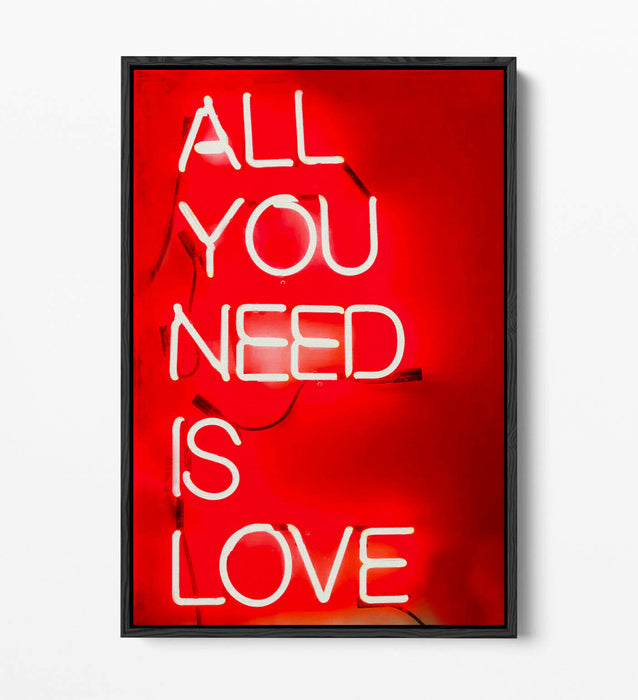 Float Effect Canvas Art - Neon Sign Print On Custom Deep Frame With Vibrant Colour