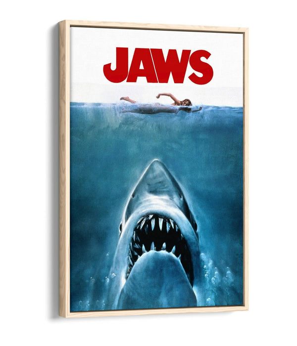 Vintage Jaws Poster - Float Effect Canvas Wall Art With Premium Varnish Finish