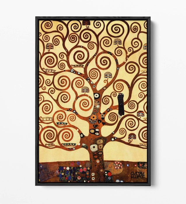 GUSTAV KLIMT TREE OF LIFE STOCLET -FLOAT EFFECT CANVAS WALL ART PIC PRINT- GOLD