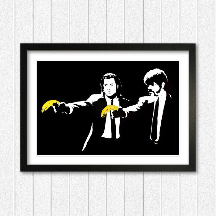 BANKSY STYLE PULP FICTION BANANA FRAMED STREET ART POSTER PICTURE PRINT 4 SIZES