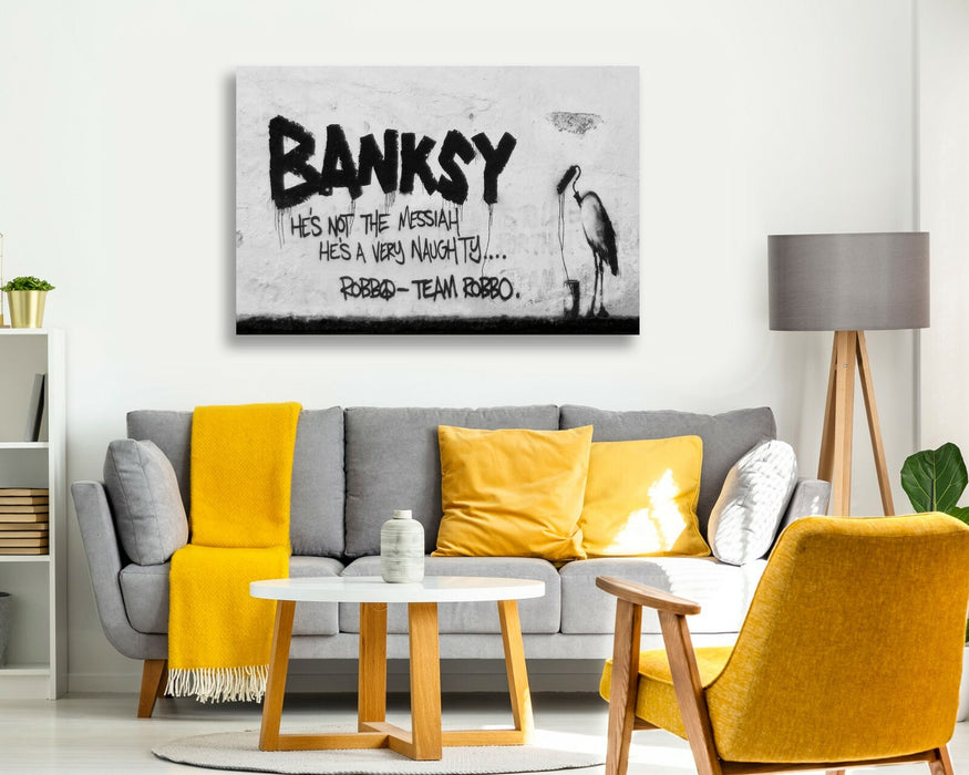 BANKSY STYLE - BANKSY V ROBBO -  CANVAS STREET WALL ART PRINT ARTWORK