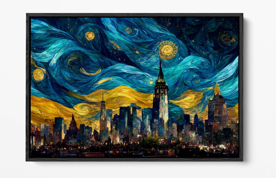 Canvas Art Print | Van Gogh Starry Night Style Wall Canvas Art with Float Frame