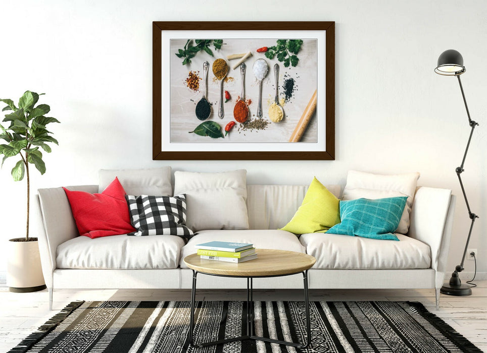 Framed Kitchen Poster – Herbs Spices Print | Green Kitchen Wall Art Decor