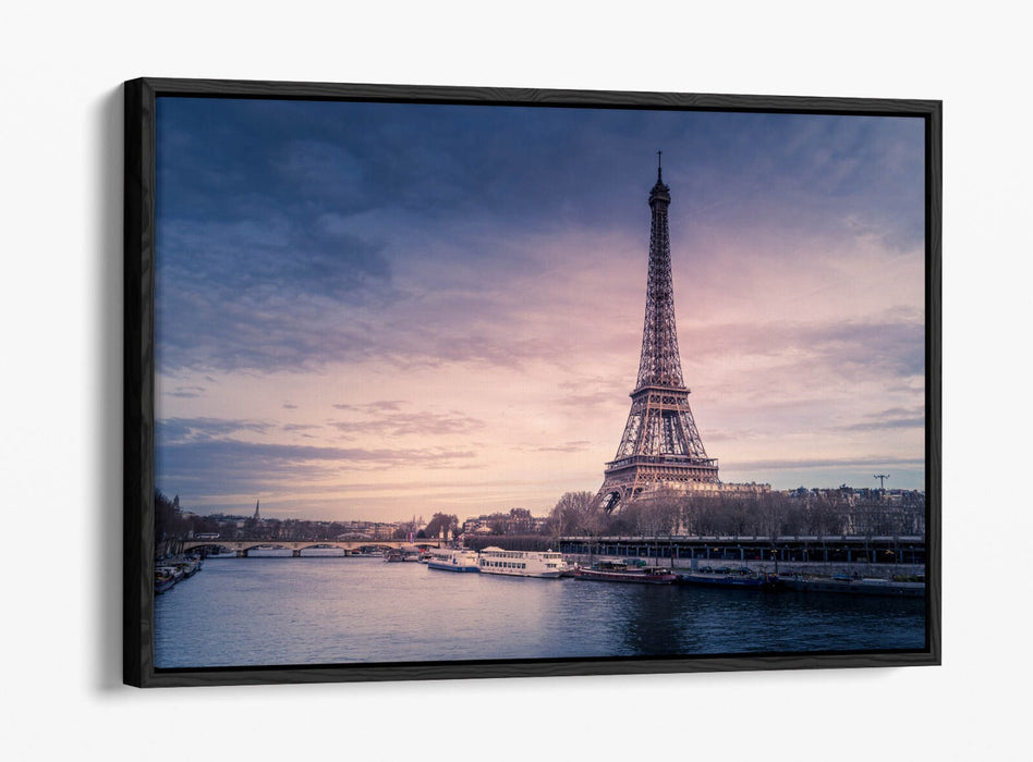 Canvas Wall Art – Paris River Landscape With Eiffel Tower | Float Effect Print