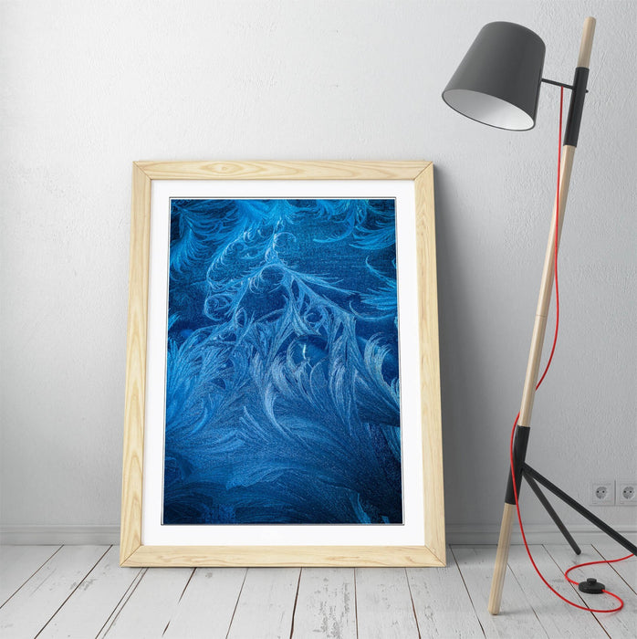 Framed Wall Art - Blue Feather Print Close Up Pattern | Handmade Home Decor Prints