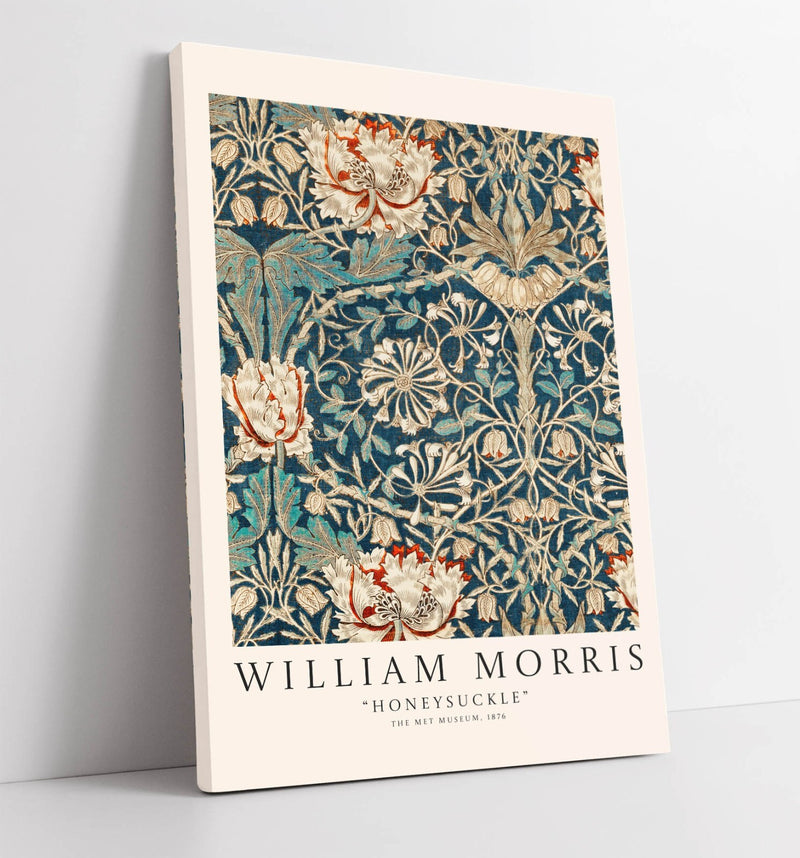 William Morris Canvas Art – Handmade Honeysuckle Plant Print | Vibrant Wall Decor