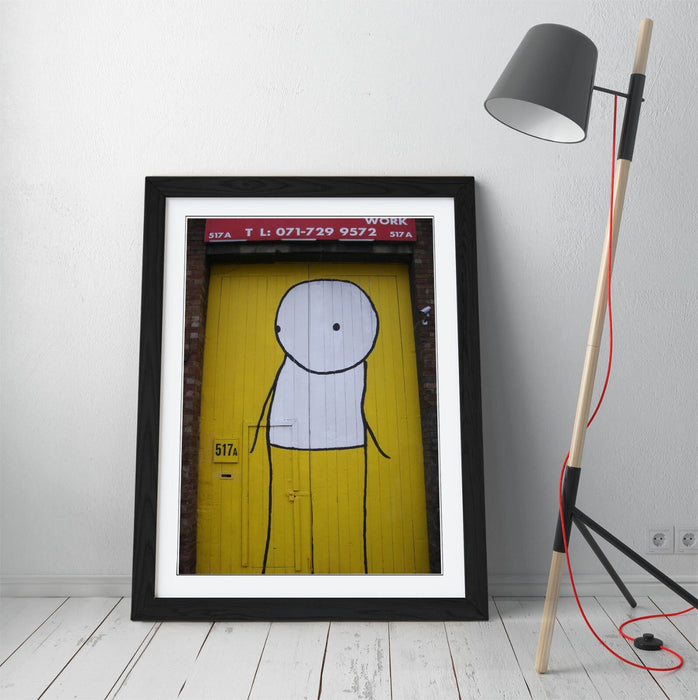 Stik Stick Man Poster – Framed Wall Art With Yellow Door Artwork & Urban Street Style