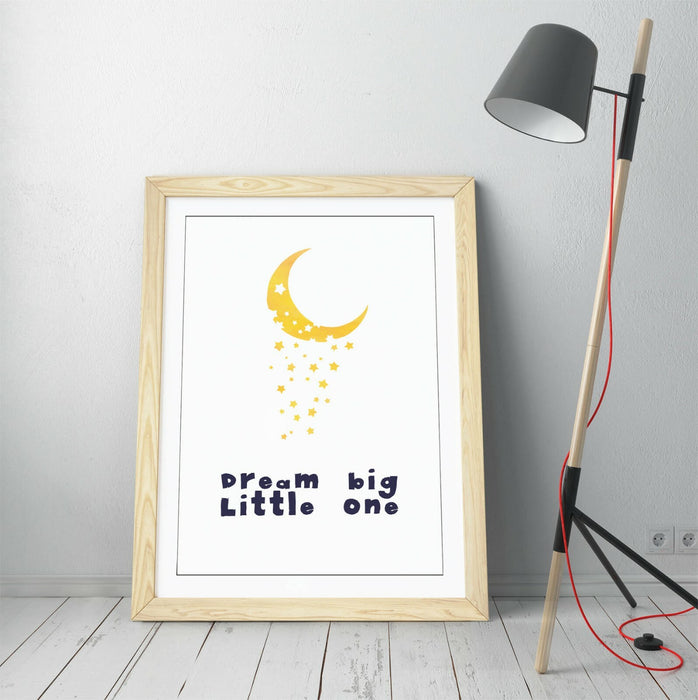 "DREAM BIG LITTLE ONE" WATERCOLOUR NURSERY QUOTE -FRAMED WALL ART PICTURE PRINT