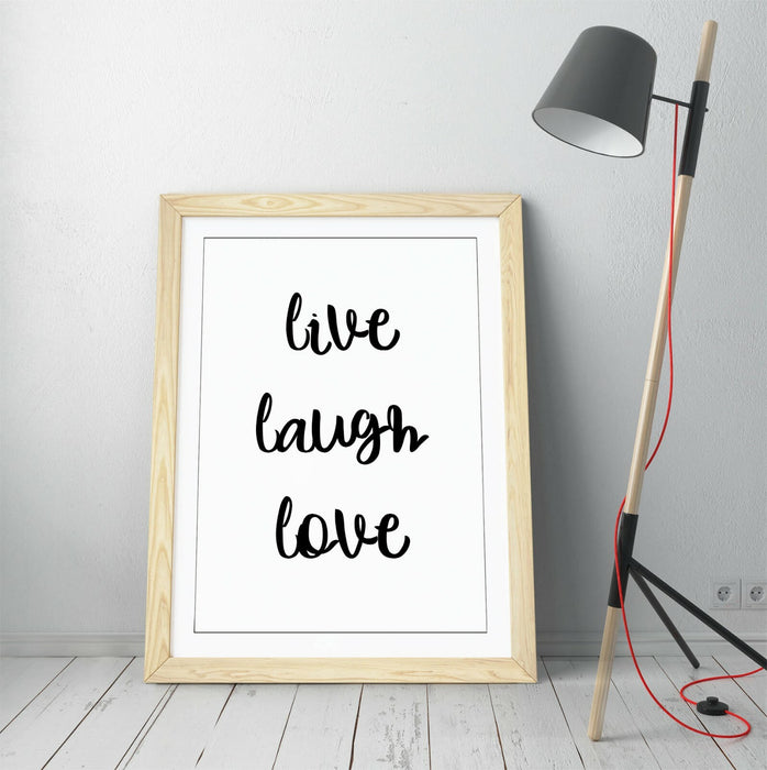 "LIVE LAUGH LOVE" HAPPY INSPIRATIONAL QUOTE HOME -FRAMED WALL ART PICTURE PRINT