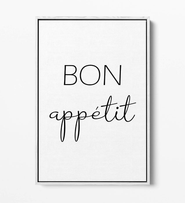 "BON APPETIT" KITCHEN FOOD QUOTE SLOGAN HOME -FLOAT EFFECT CANVAS WALL ART PRINT