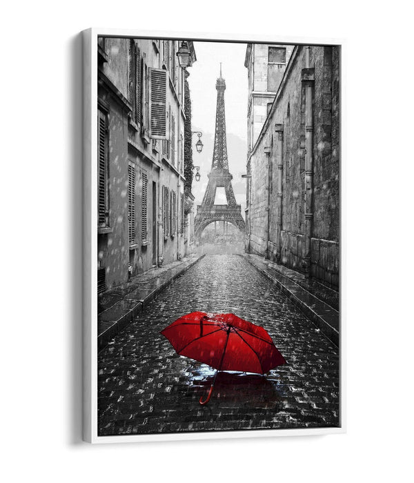 Canvas Wall Art – Paris Red Umbrella Print | Float Effect Canvas, Ready to Hang