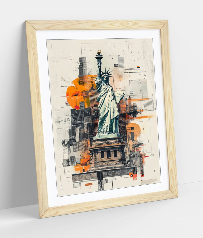 Framed Wall Art - Statue Of Liberty Print | Contemporary New York Decor Poster