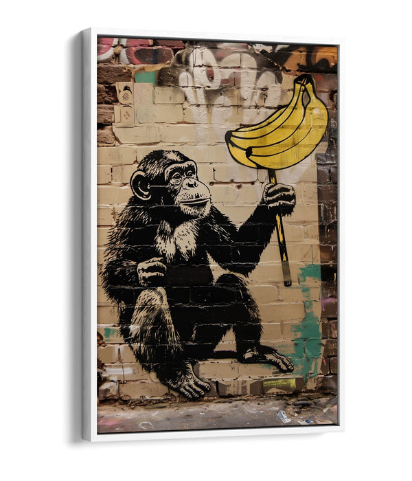 Monkey Canvas Art - Funny Banana Wall Art | Float Effect Canvas Print