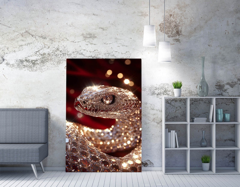 Silver Snake Canvas – Handmade Red Canvas Wall Art with Premium Varnish Finish