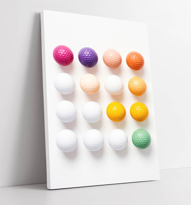 Golf Balls Canvas Art – Multi Colour Sports Wall Decor Print on 30mm Deep Frame