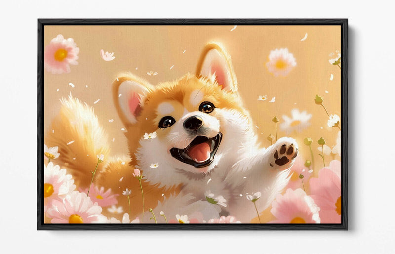 Shiba Inu Canvas Art - Cute Dog Wall Decor | Float Effect Canvas Print