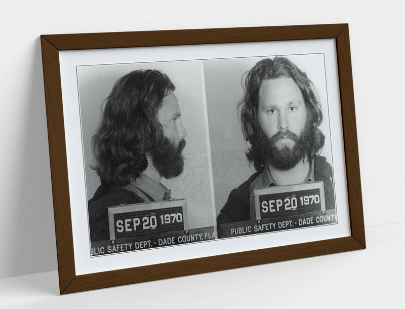 Jim Morrison Framed Poster - Black and White Art with Natural Wood Frame