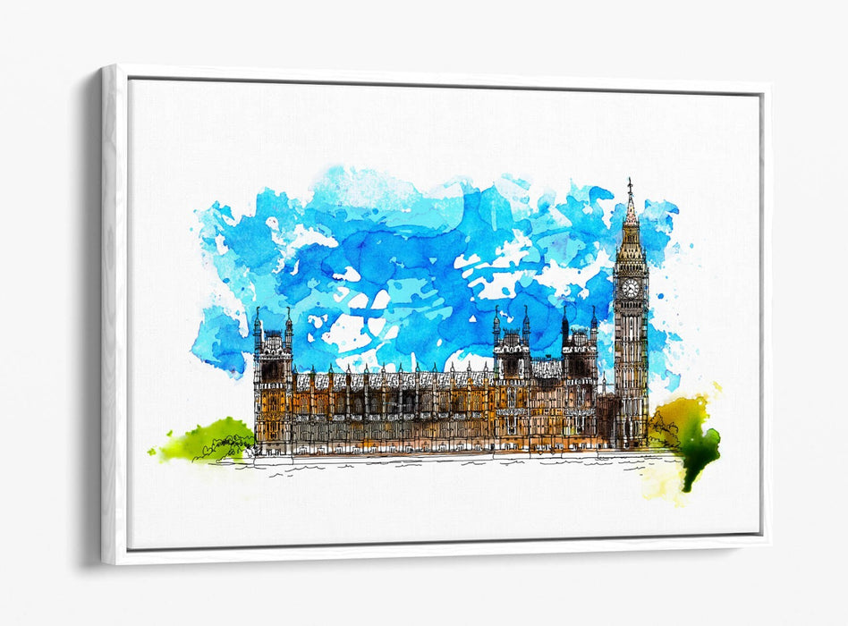 Canvas Wall Art Print – Westminster Abbey London Watercolour Float Effect