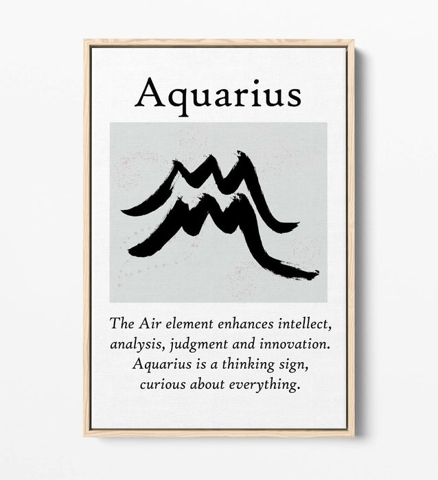 AQUARIUS STAR SIGN ZODIAC ASTROLOGY QUOTE -FLOAT EFFECT CANVAS WALL ART PRINT