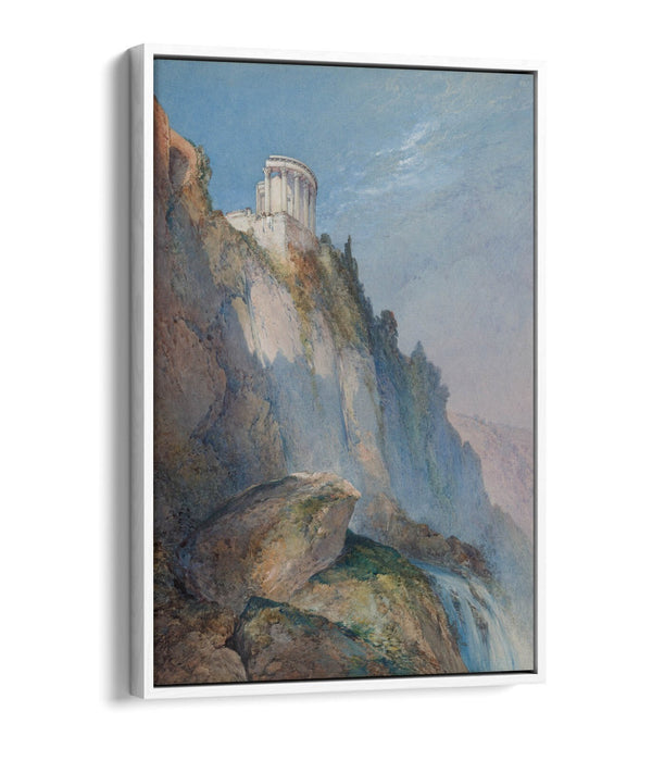 WILLIAM CALLOW,TEMPLE OF VESTA & FALLS AT TIVOLI -FLOAT EFFECT CANVAS ART PRINT