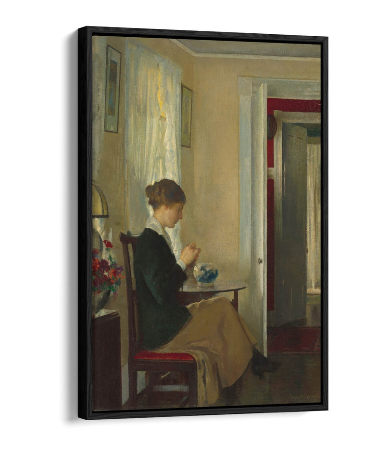 Canvas Wall Art Print - Edmund Charles Tarbell Josephine Knitting Float Effect | Premium Handmade UK