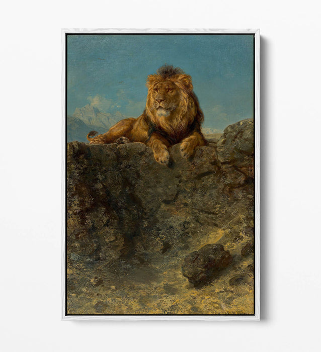 LUDWIG KNAUS, ENTHRONED LION -FLOAT EFFECT CANVAS WALL ART PIC PRINT
