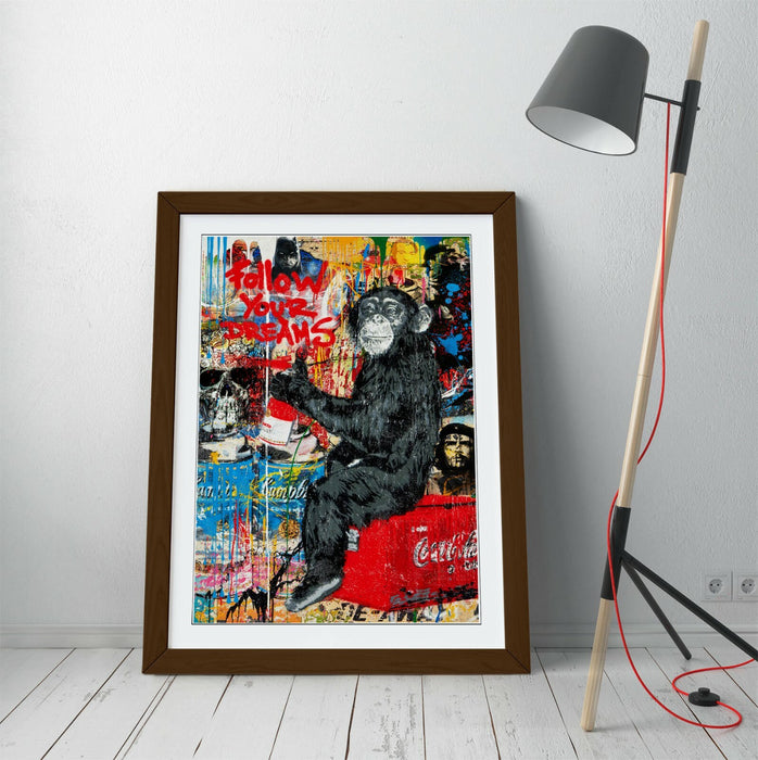 FOLLOW YOUR DREAMS GRAFFITI -ART FRAMED POSTER PICTURE PRINT ARTWORK- RED BLUE