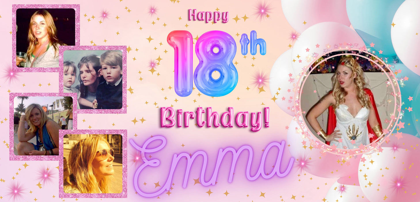 Personalised Birthday Banner - Custom Party Banner With Name For Celebration