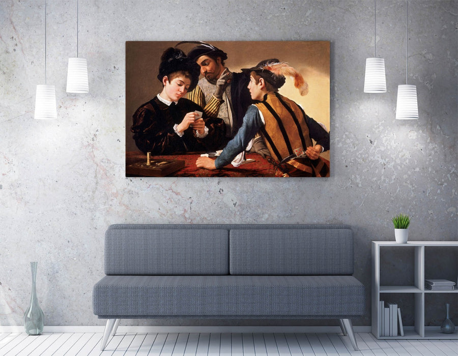 CARAVAGGIO, THE CARDSHARPS -CANVAS WALL ARTWORK PIC PRINT