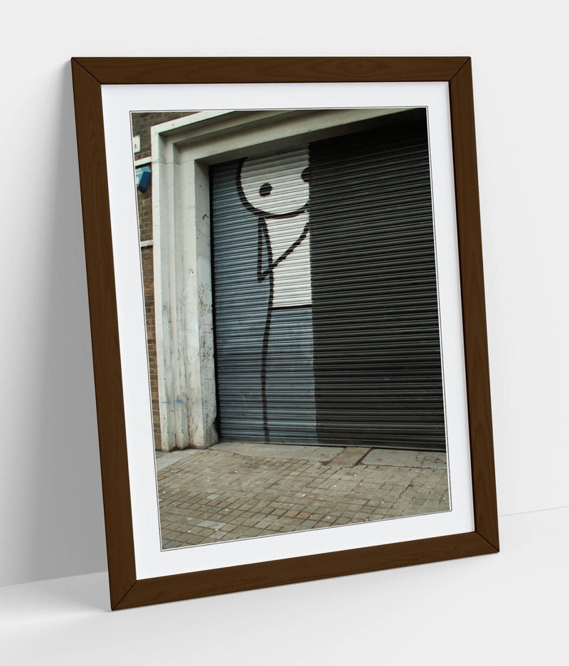 Framed Wall Art – Stik Hiding Stick Man Poster | Urban Street Art Decor